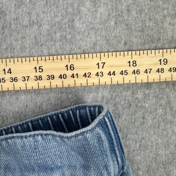 Loft Chambray Jean Shorts WMNS 32 Light Wash Blue Hi-Rise Elastic Waist Stretch - Picture 6 of 8